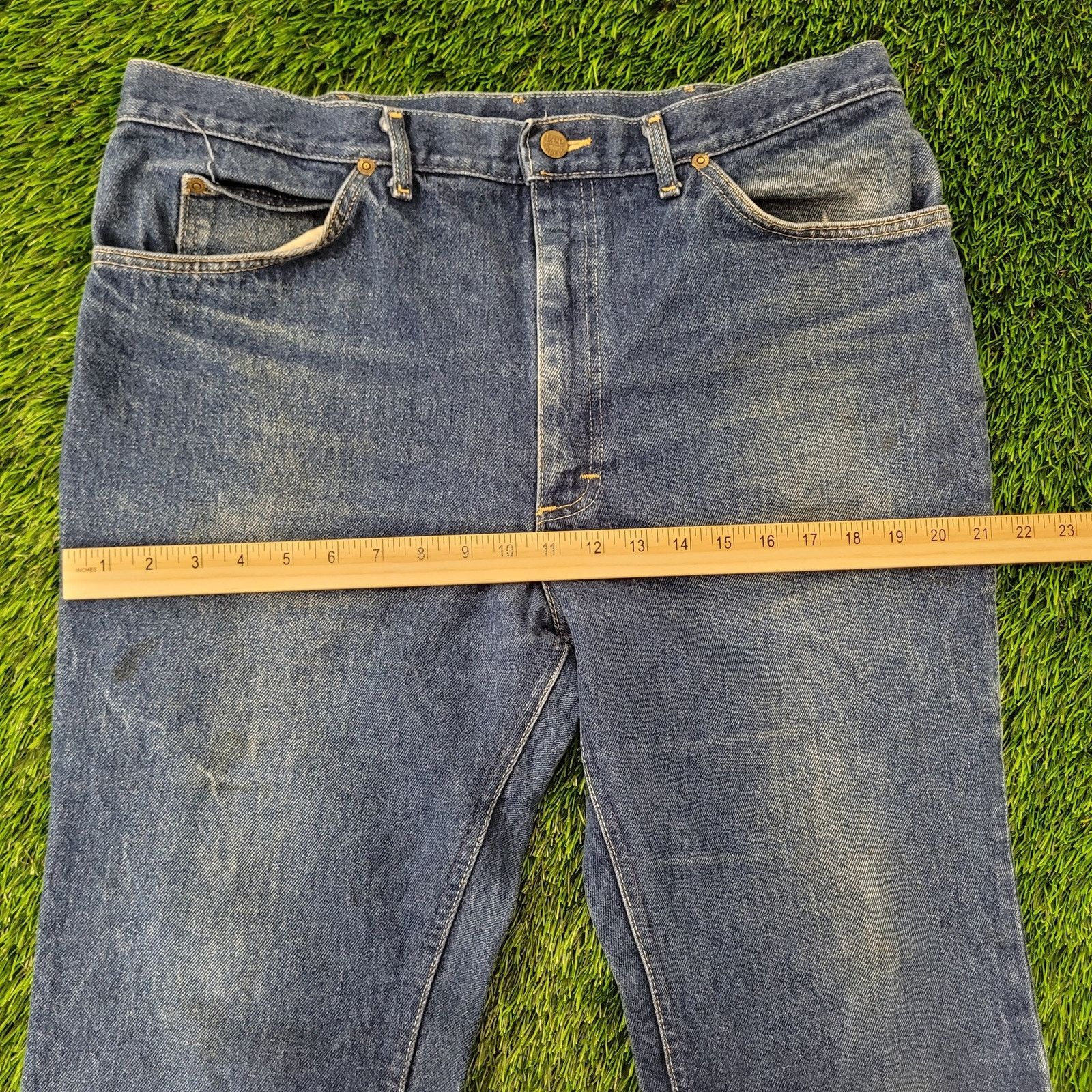 Lee Vintage 70s LEE Whiskered Jeans 35x28 Dark-Wash Talon-Zip Size US 35 - 17 Thumbnail