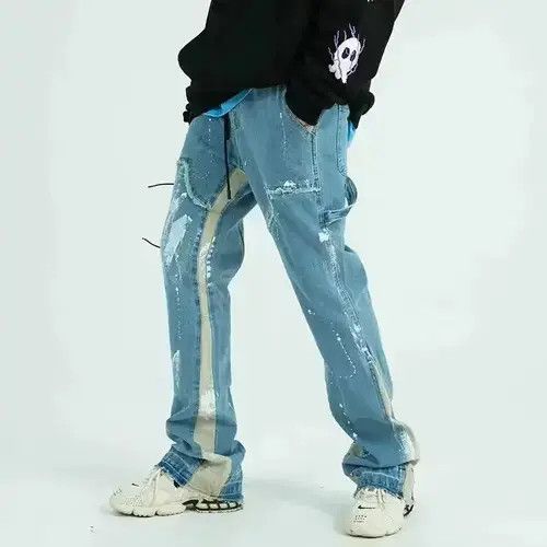Other Paint Splatter Flare Blue Denim Jeans Size US 32 / EU 48 - 2 Thumbnail