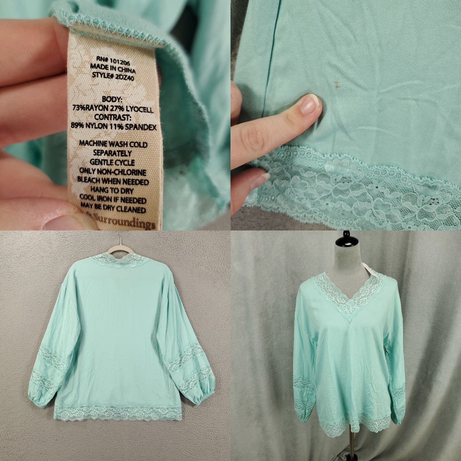 Soft Surroundings Soft Surroundings Tunic Shirt Womens S Teal Blue Bohemian Classic Designer Lace NWT Size S / US 4 / IT 40 - 8 Thumbnail