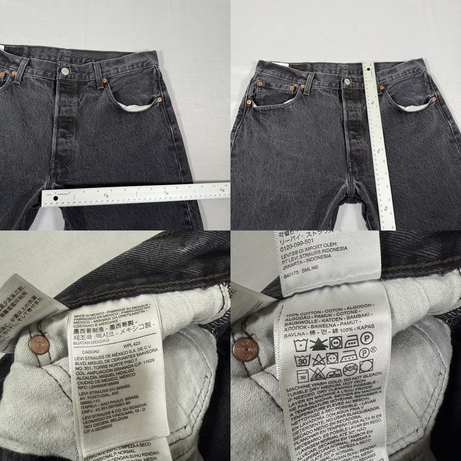 Levi's Levi's 501 Jeans Mens Regular Straight Leg 34x30 Black Denim Cotton Button Fly Pockets Vintage: No West Cowboy Theme Cowboy Size US 34 / EU 50 - 8 Thumbnail