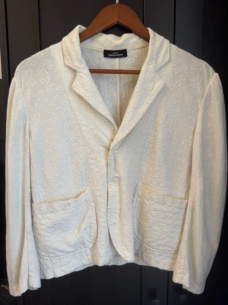 Comme des Garcons Comme Des Garcons Pure white bow dark knit jacket Size S / US 4 / IT 40 - 1 Thumbnail