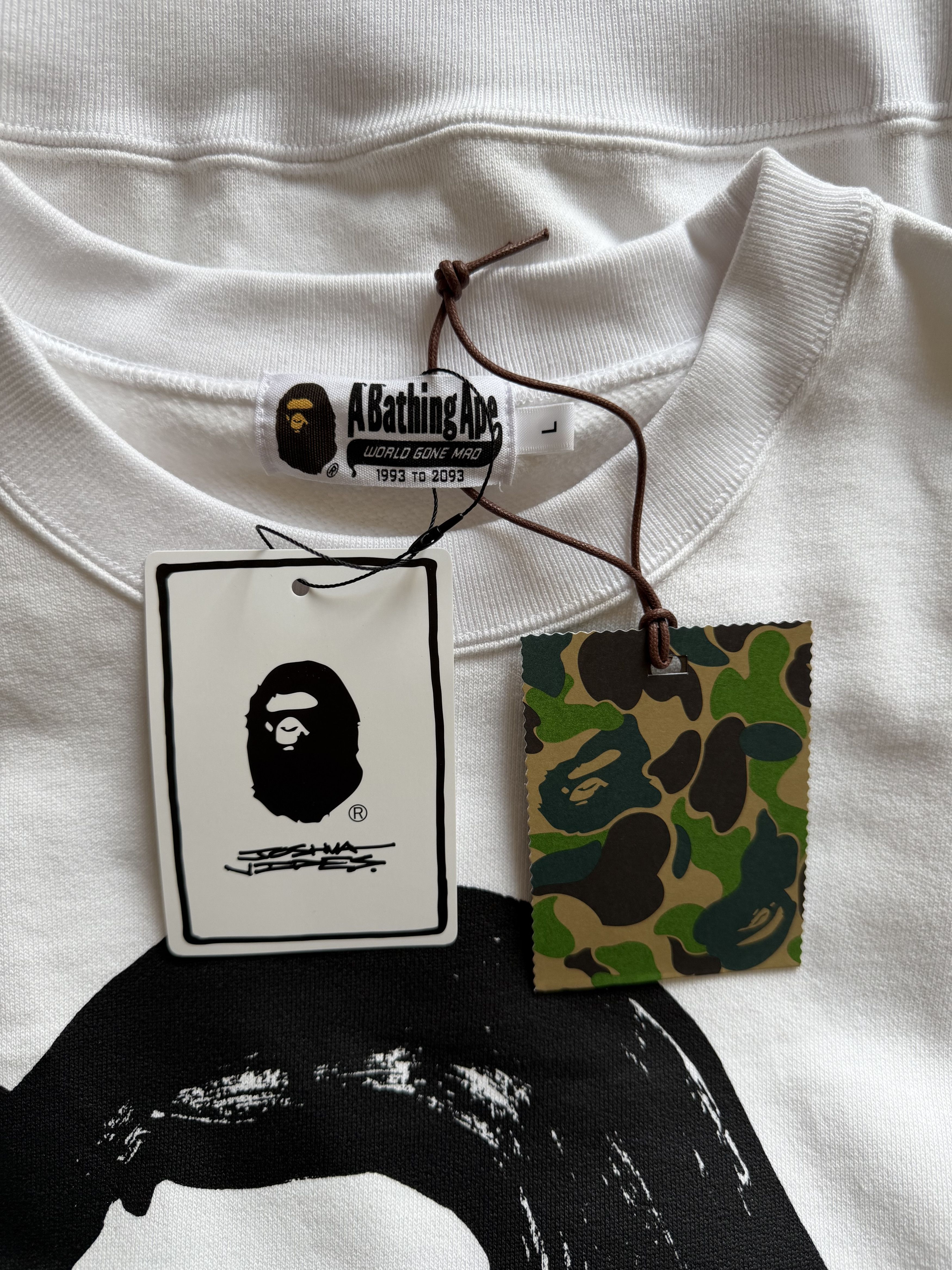 Bape × Joshua Vides Joshua Vides Bape Ape Head Sweatshirt in White Size US L / EU 52-54 / 3 - 8 Thumbnail