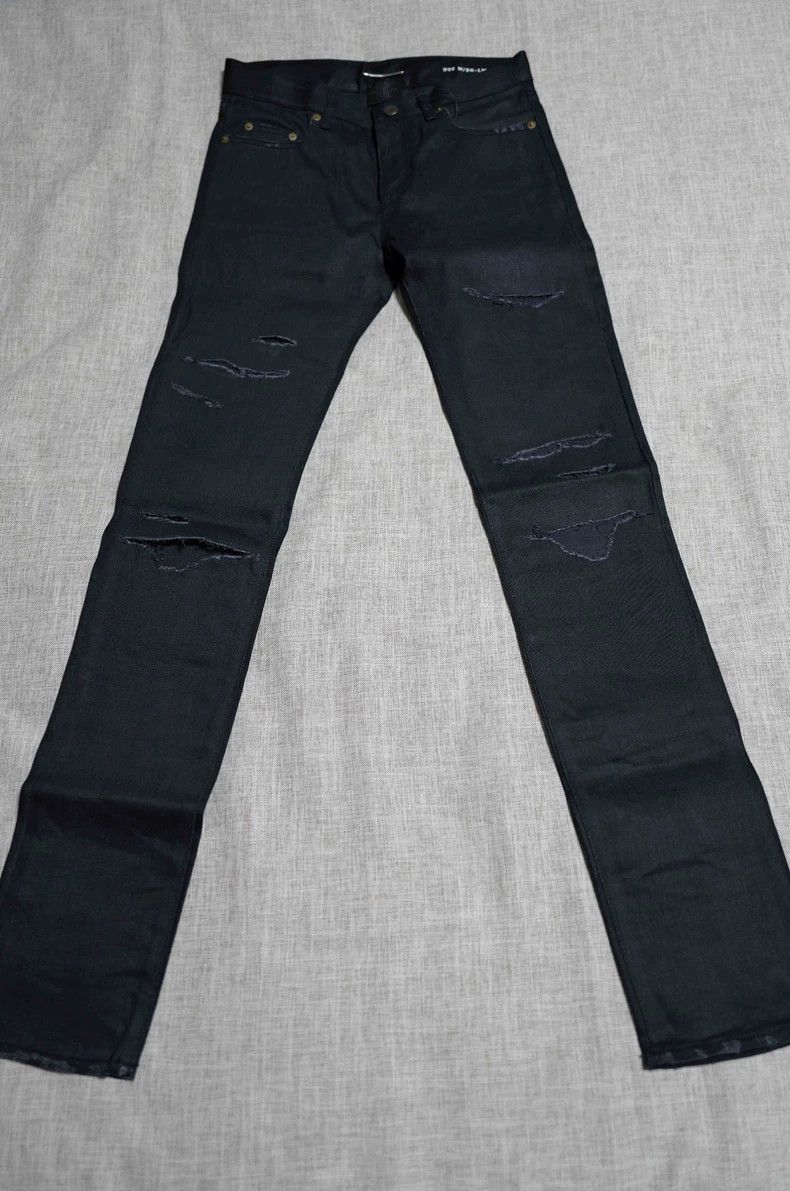 Saint Laurent Paris Saint Laurent Black Distressed Denim Pants-2505 Size US 29 - 1 Thumbnail
