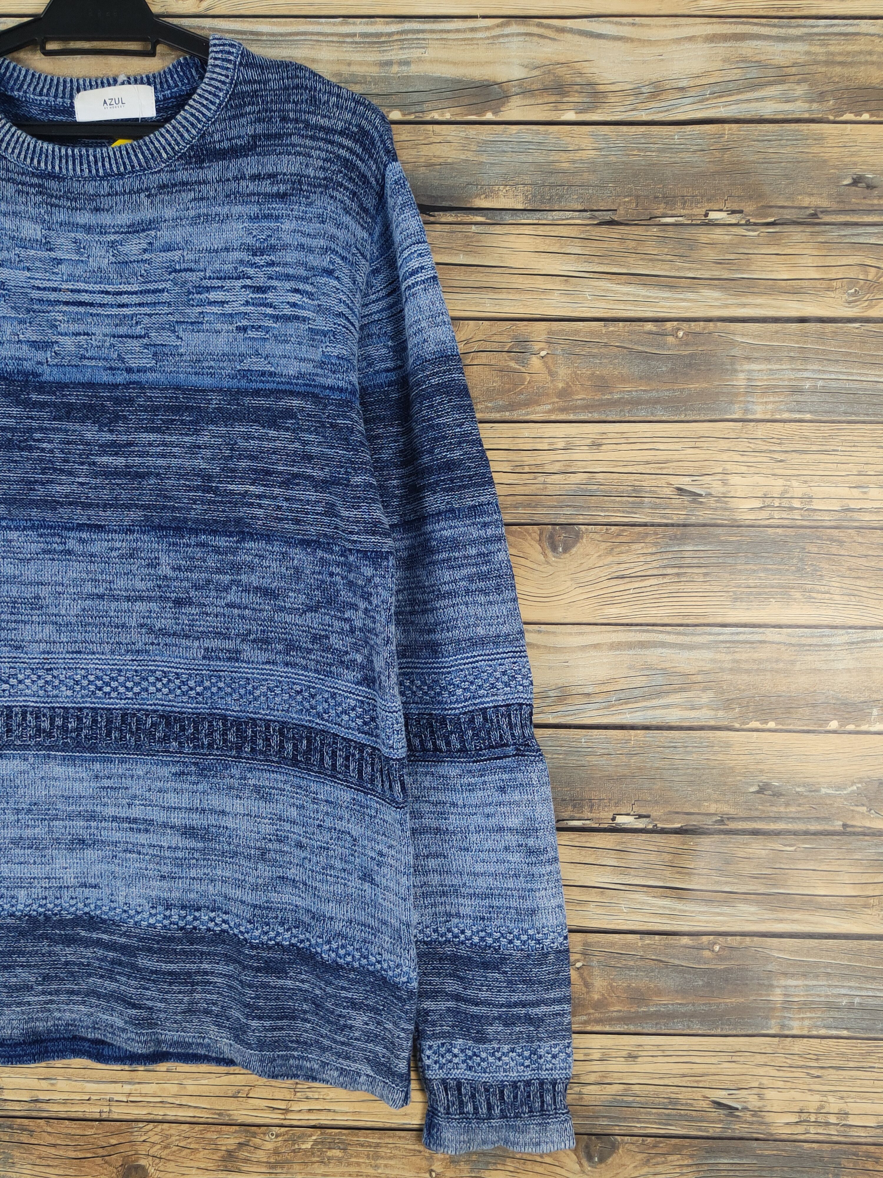 Aran Isles Knitwear × Japanese Brand × MOUSSY Azul by Moussy Blue Knitwear japan #W12 Size US M / EU 48-50 / 2 - 5 Thumbnail
