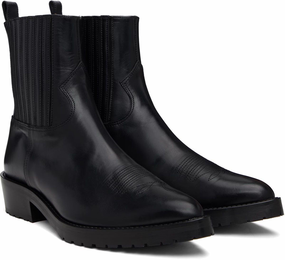 TOGA VIRILIS Toga Virilis black hard leather cowboy/dress boots Size US 10 / EU 43 - 1 Thumbnail