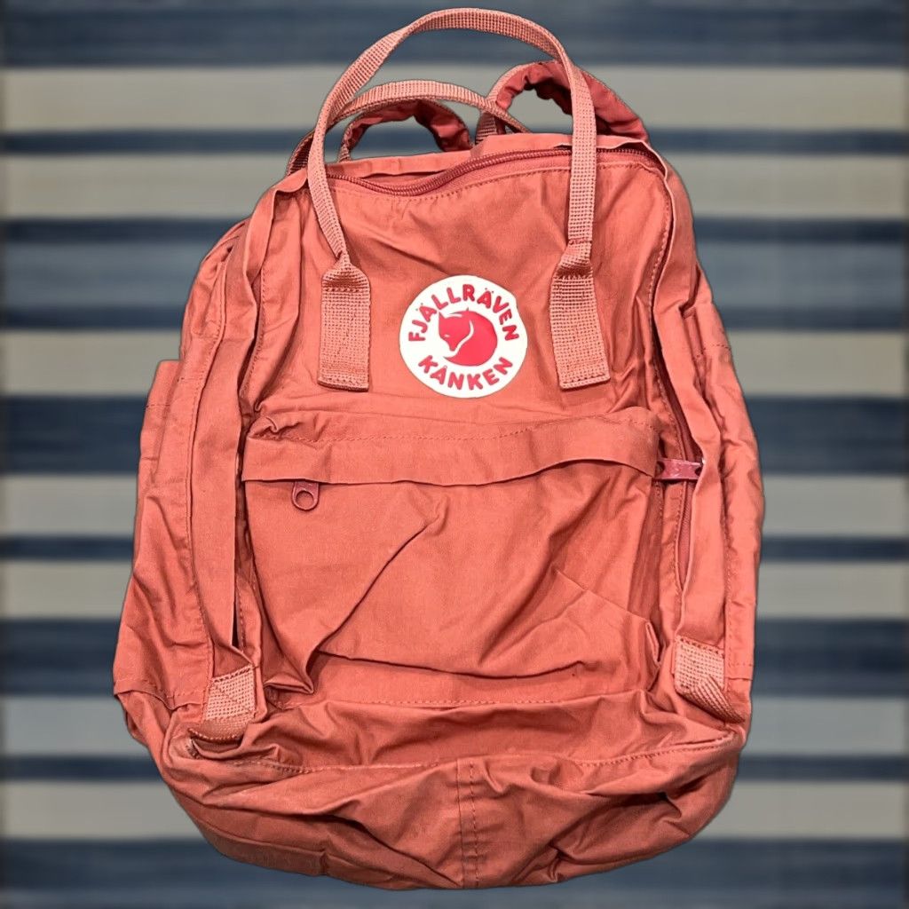 Vintage Fjallraven Kanken Mini Backpack Pink Medium Striped Casual Zip Women's Size ONE SIZE - 1 Thumbnail