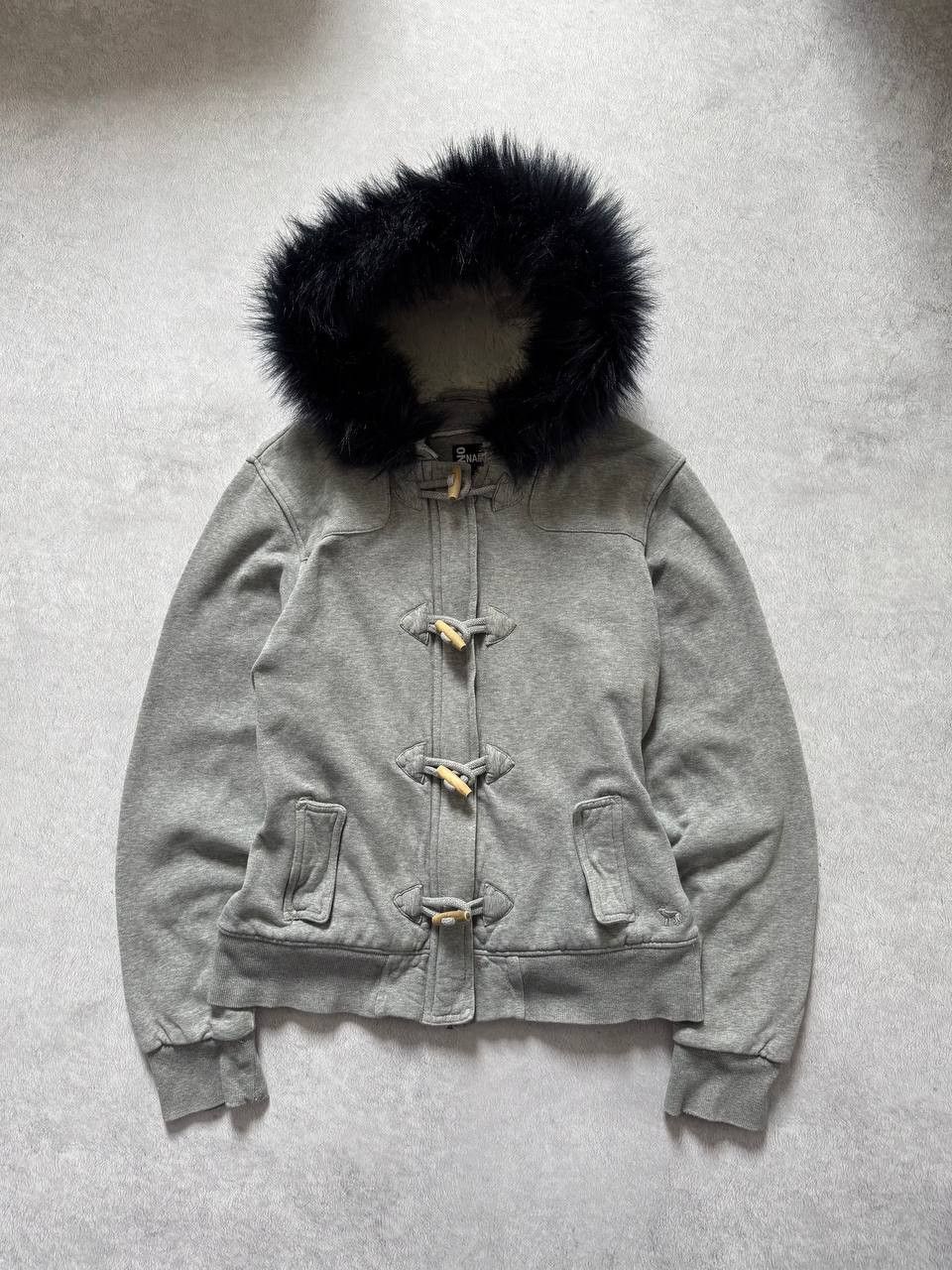 Vintage Y2K Toggle Hoodie Jacket Faux Fur Hood
