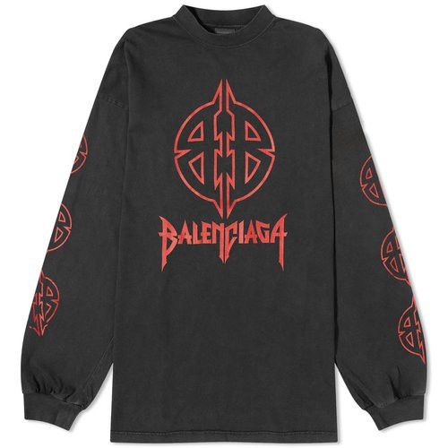 Balenciaga o1w1db11225 L/S Large Fit T-Shirt in Faded Black/Red Size US XL / EU 56 / 4 - 1 Preview