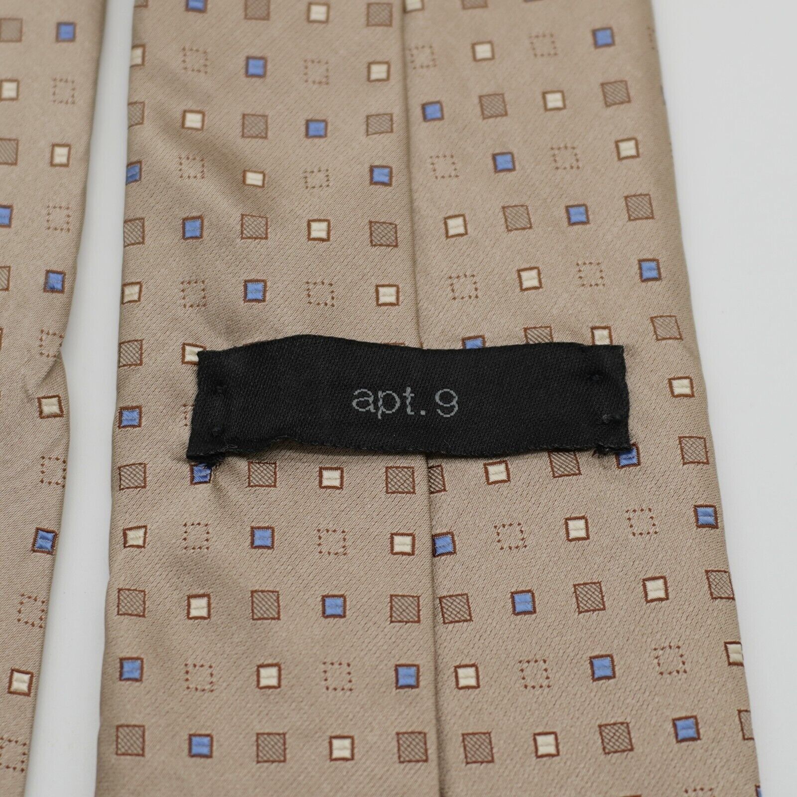 Apt. 9 Apt. 9 Tan Blue Geometric Print Silk Tie Size ONE SIZE - 3 Thumbnail