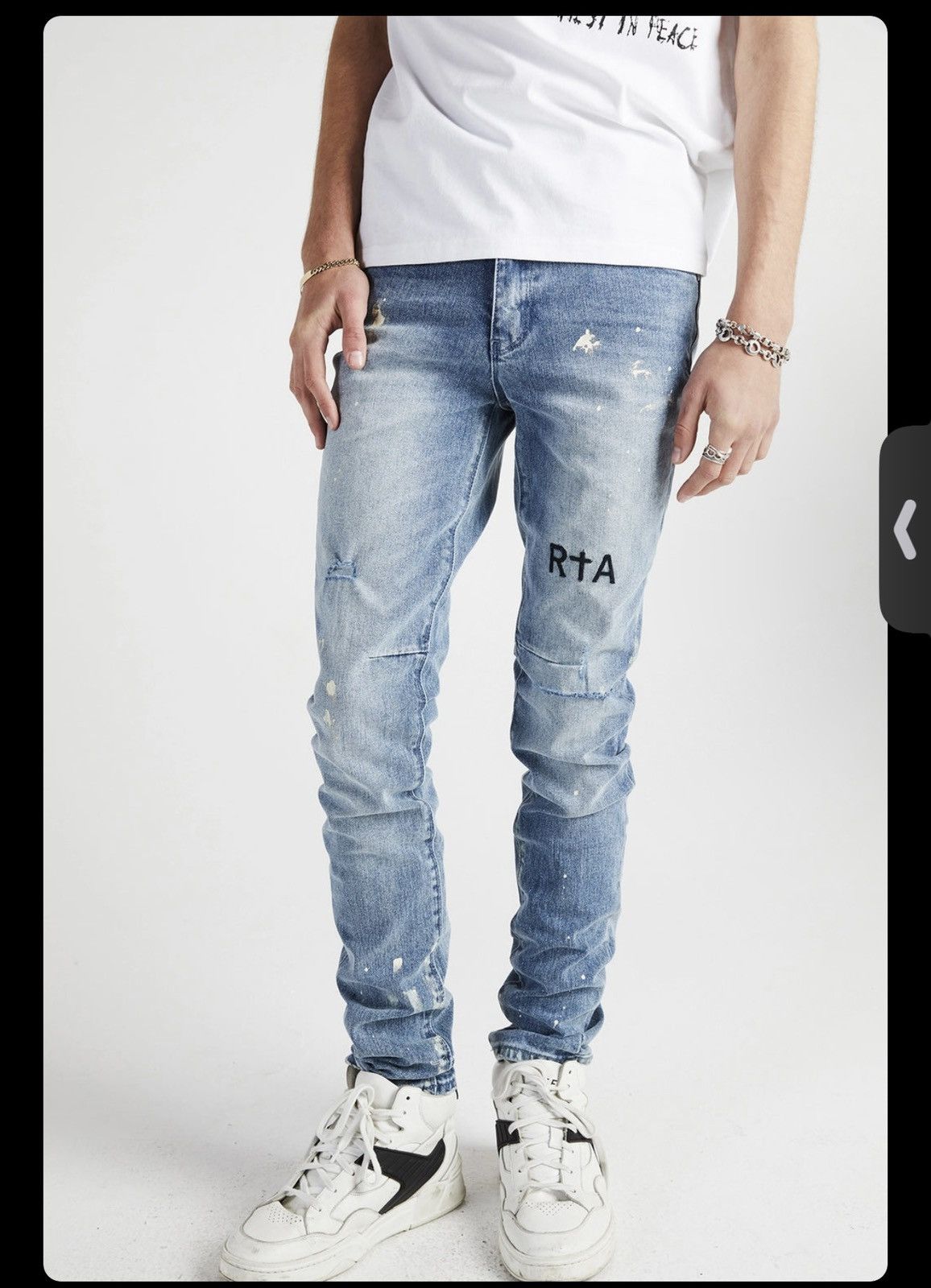 Rta CLAYTON SKINNY JEAN | DISTRESSED WHITE PAINT Size US 32 / EU 48 - 1 Thumbnail