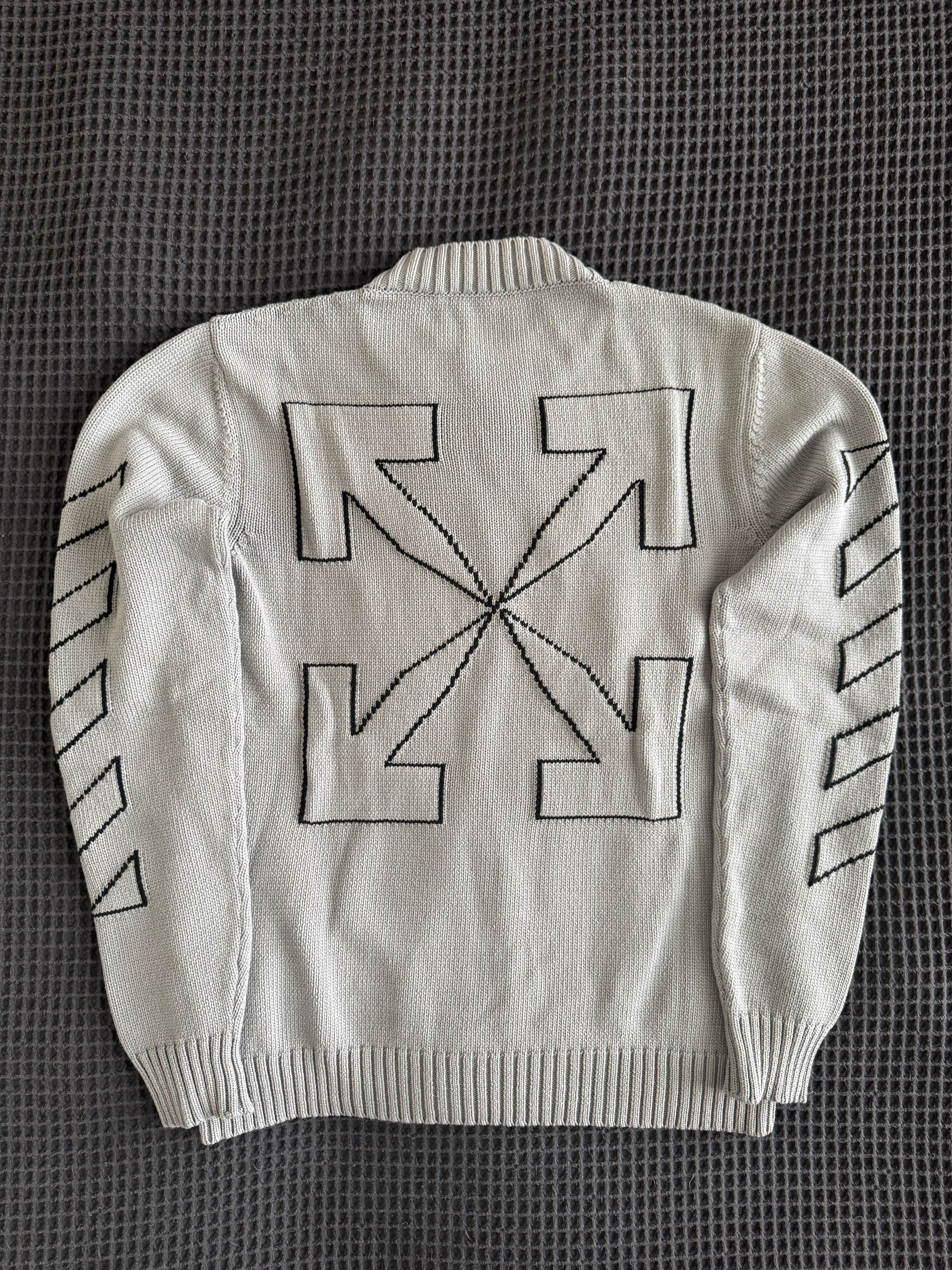 Off-White Off-White Diag Outline Knit Crewneck 'Medium Grey/Black' Size US M / EU 48-50 / 2 - 3 Thumbnail