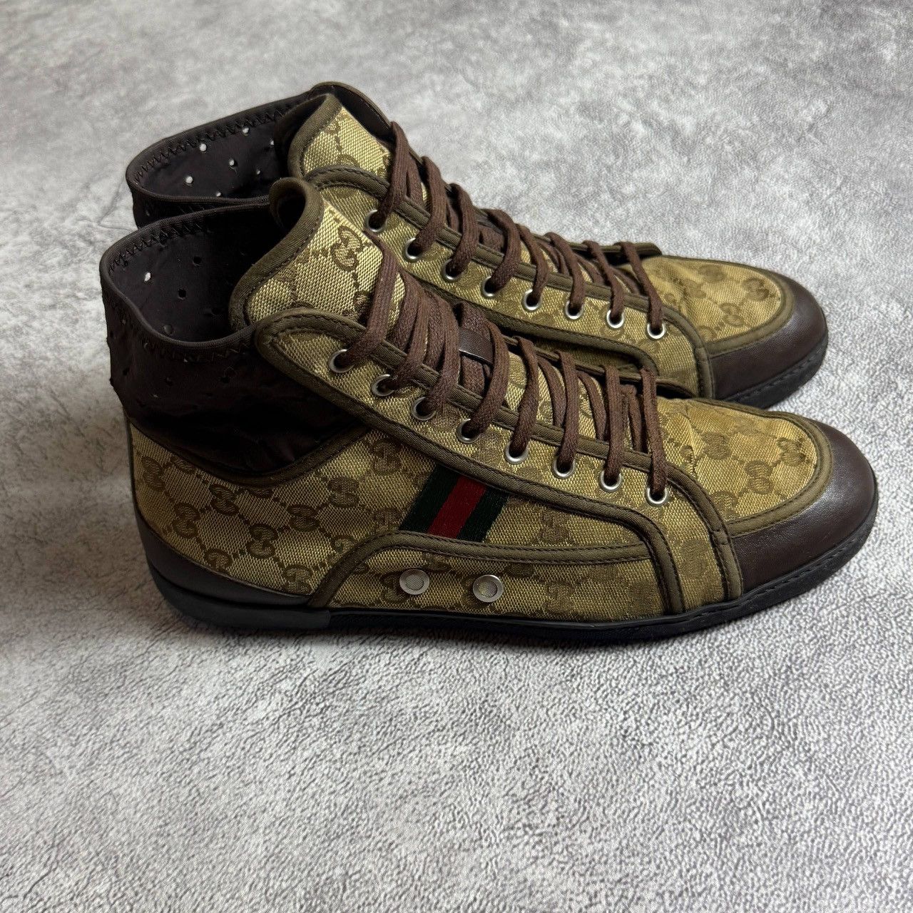 Gucci GG California Monogram Leather Striped High Top