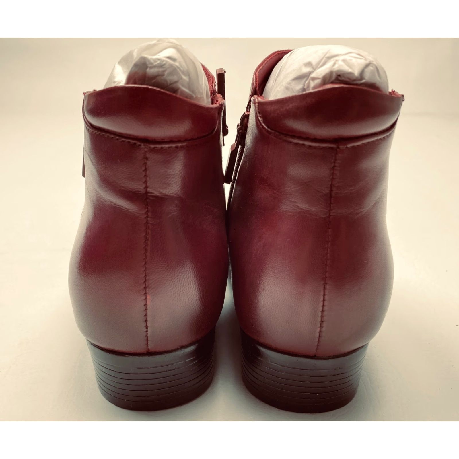 Vintage Trotters Major Bootie Womens 8WW Extra Wide Red Ankle Dual Zip Round Toe NEW NIB Size US 8 / IT 38 - 4 Thumbnail
