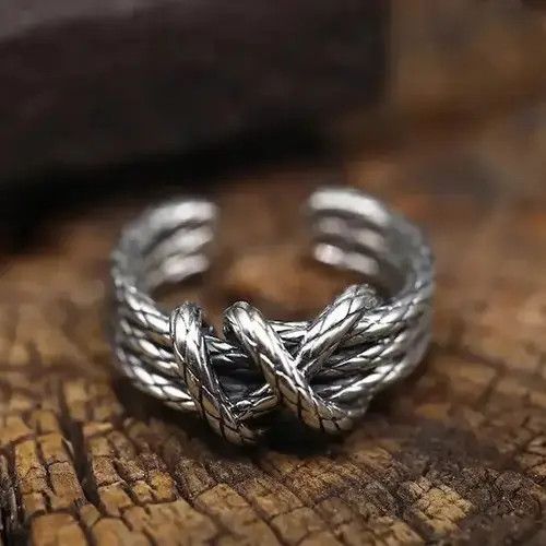 Jewelry Retro Woven Hemp Rope Pattern Ring Size ONE SIZE - 3 Thumbnail