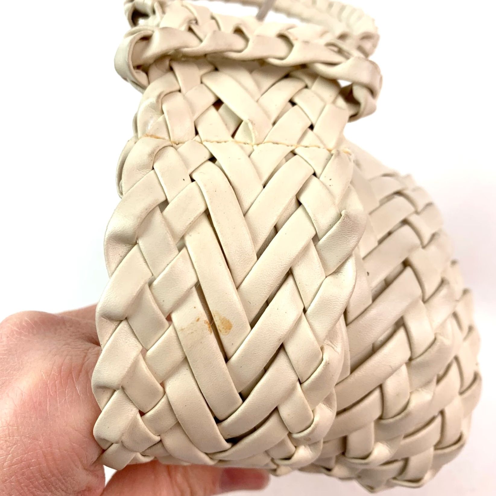 Vintage VINTAGE Womens Belt Cream 41" Faux Leather Braided/Woven 2" Wide Size ONE SIZE - 3 Thumbnail