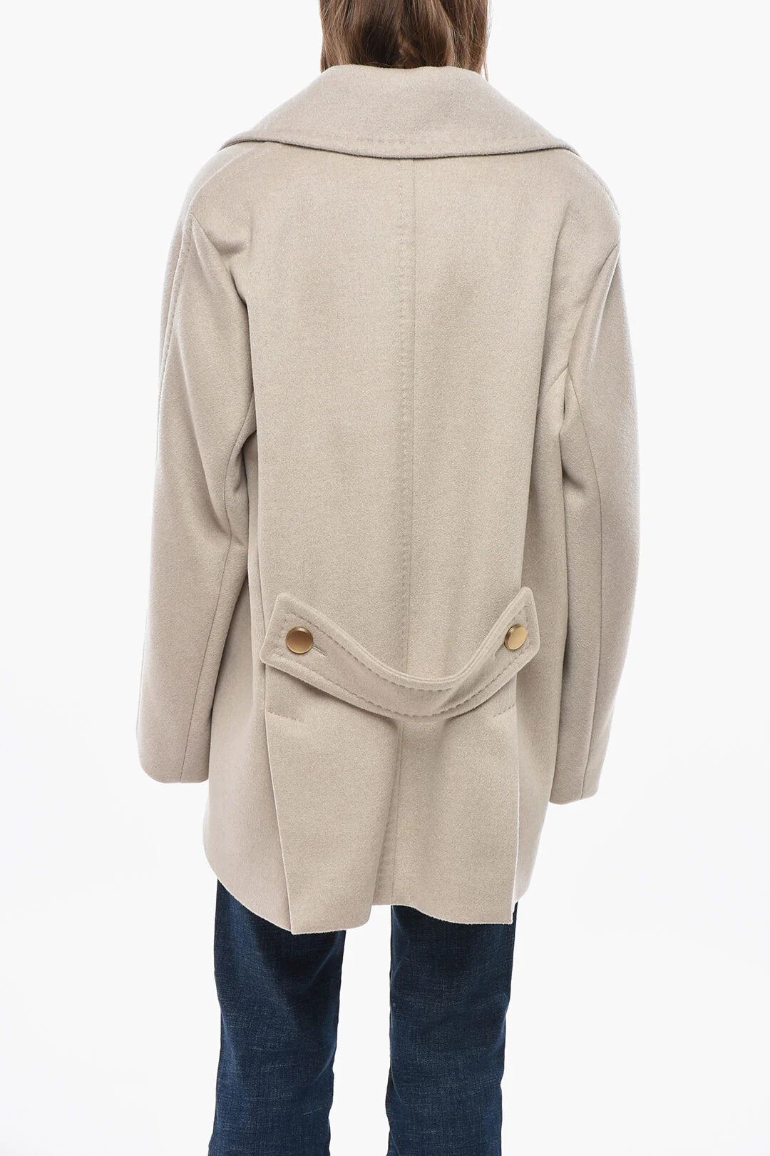 Max Mara og1mm0426 Pure Cashmere Double-Breasted Coat in Beige Size M / US 6-8 / IT 42-44 - 3 Thumbnail