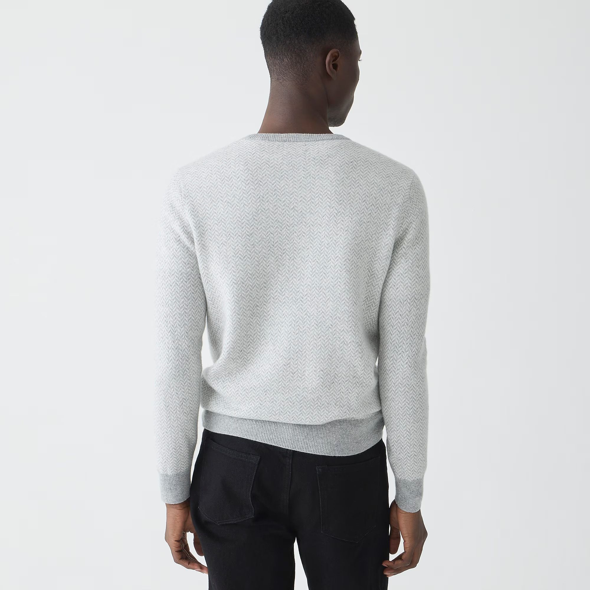 J.Crew J. CREW Cashmere Gray Herringbone Jacquard Sweater - NWT Size US XXL / EU 58 / 5 - 4 Thumbnail