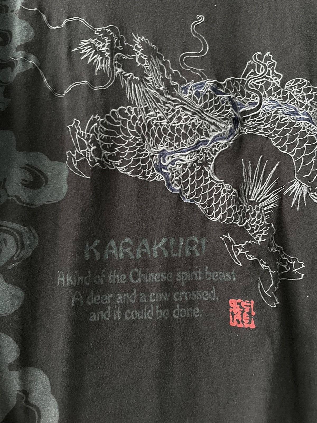 Japanese Brand Vintage Karakuri Tamashi Japan Dragon Embroidery Tshirt Size US L / EU 52-54 / 3 - 6 Thumbnail