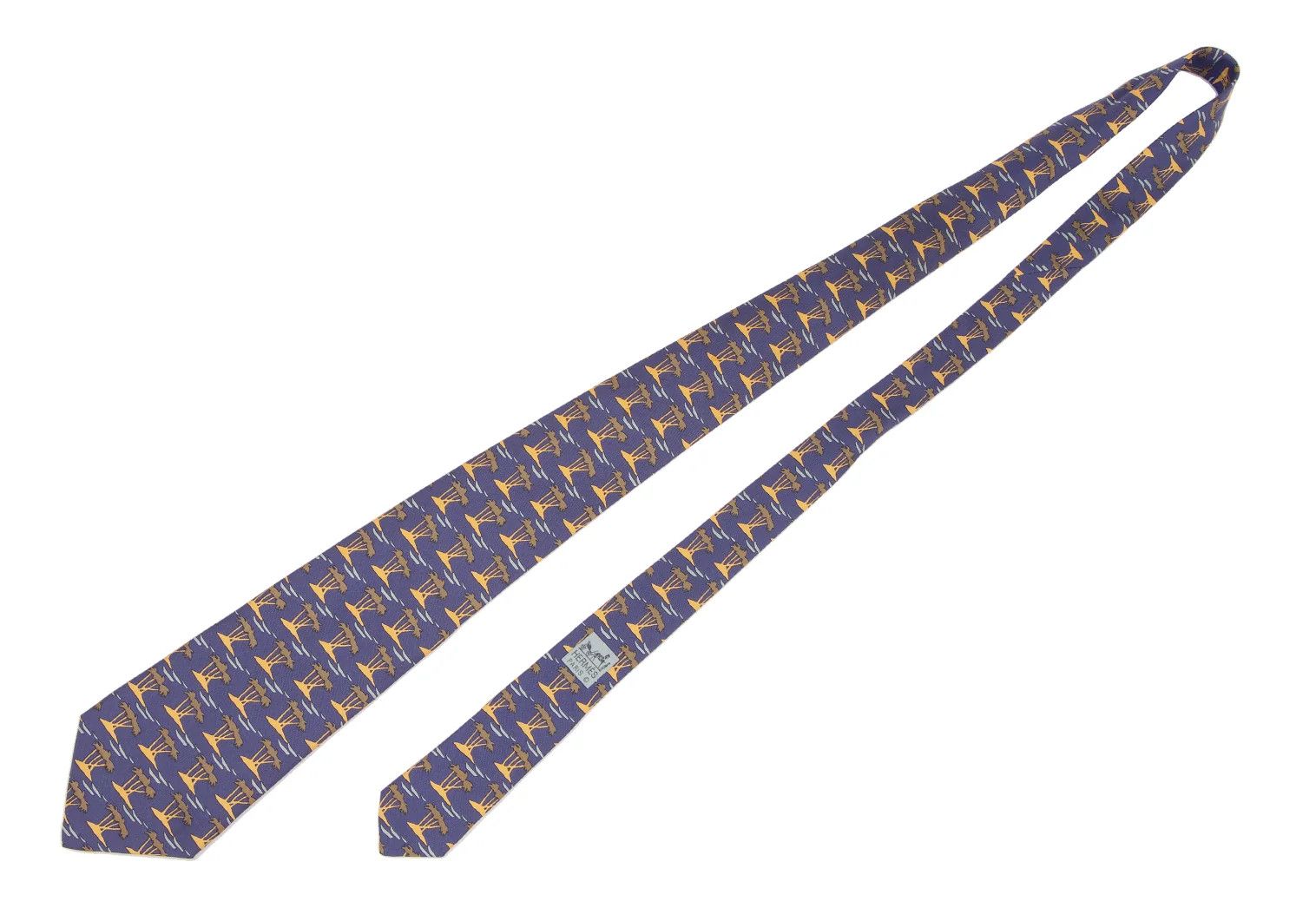 Hermes Silk Tie with Palm Pattern in Purple Size ONE SIZE - 2 Thumbnail
