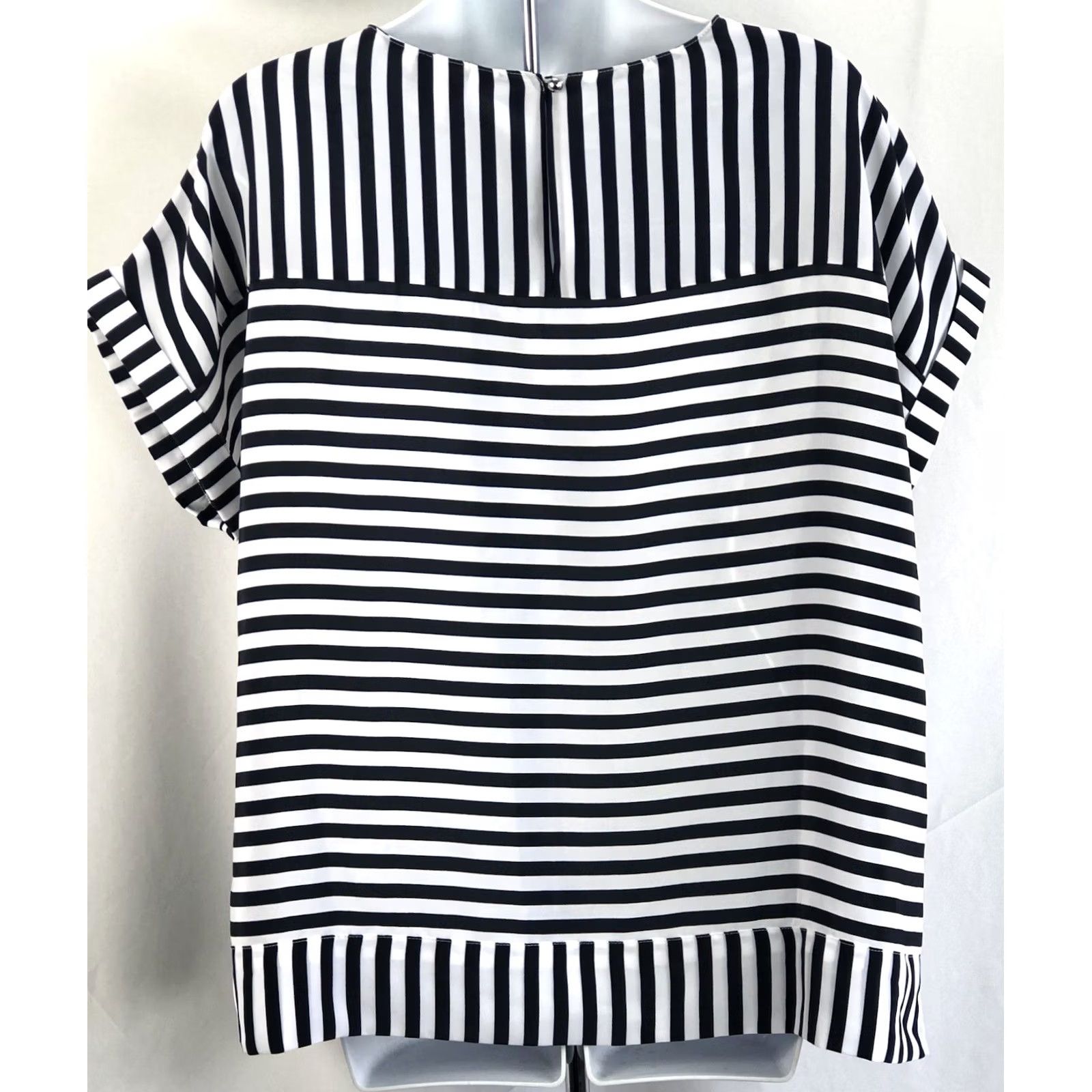 Vintage Christopher Banks Silky Top PXL Blue/Wht Stripe Cuffed sleeve Coastal Capsule Size XL / US 12-14 / IT 48-50 - 3 Thumbnail