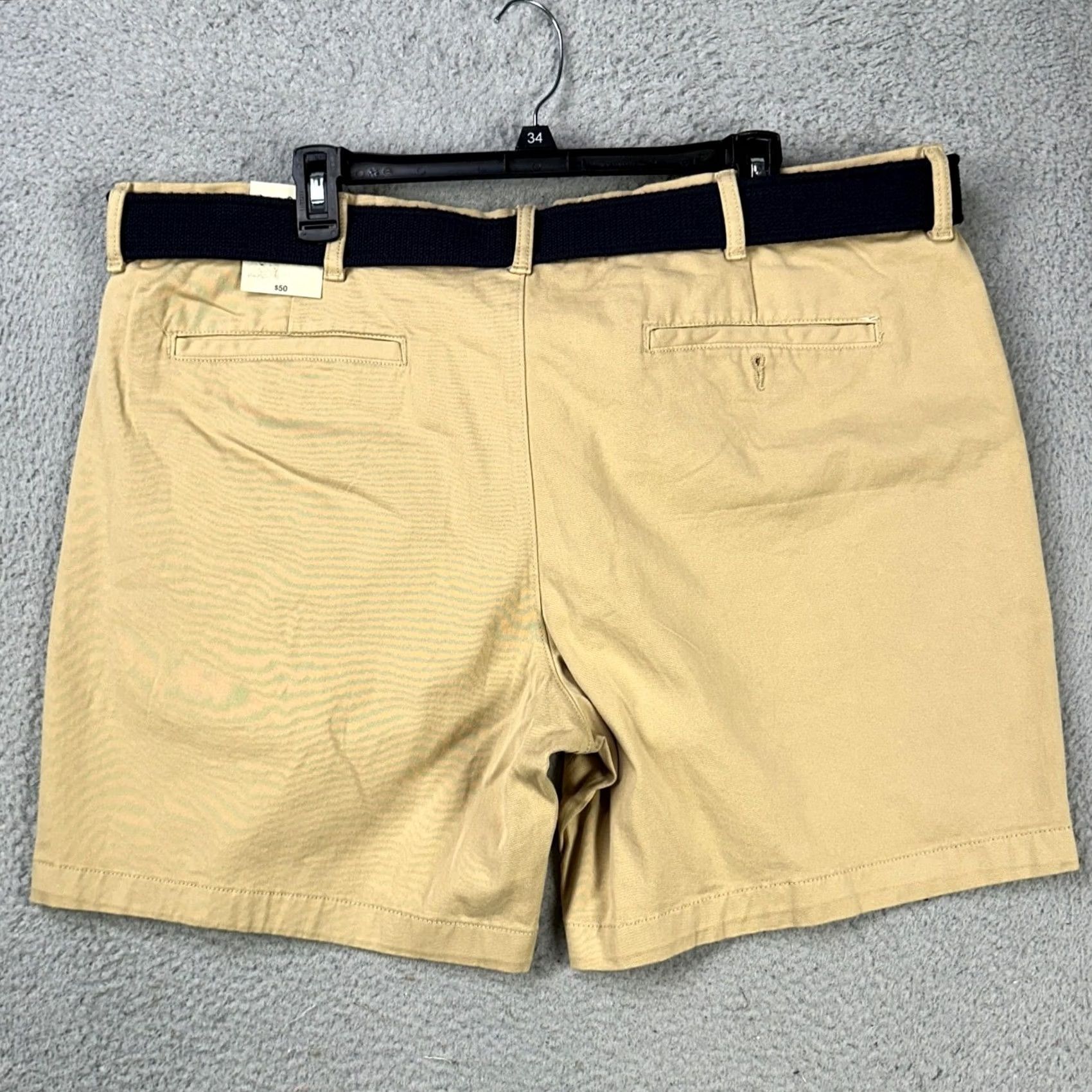 Vintage St. John's Bay Mens Khakis Shorts 40 Tan Belted Flat Front Stretch Pockets NEW Size US 40 / EU 56 - 3 Thumbnail
