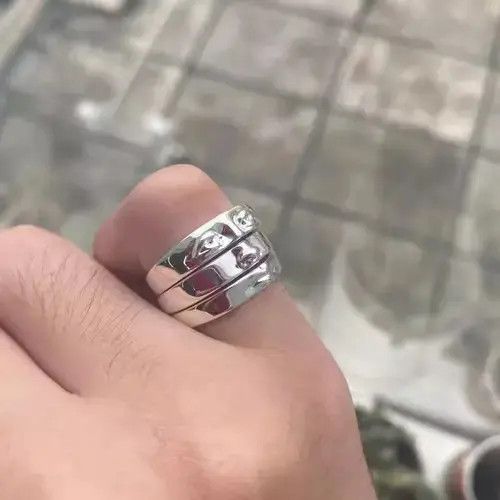 ZAGIRI Vintage Face Three Stack Finger Ring Set Size ONE SIZE - 2 Thumbnail