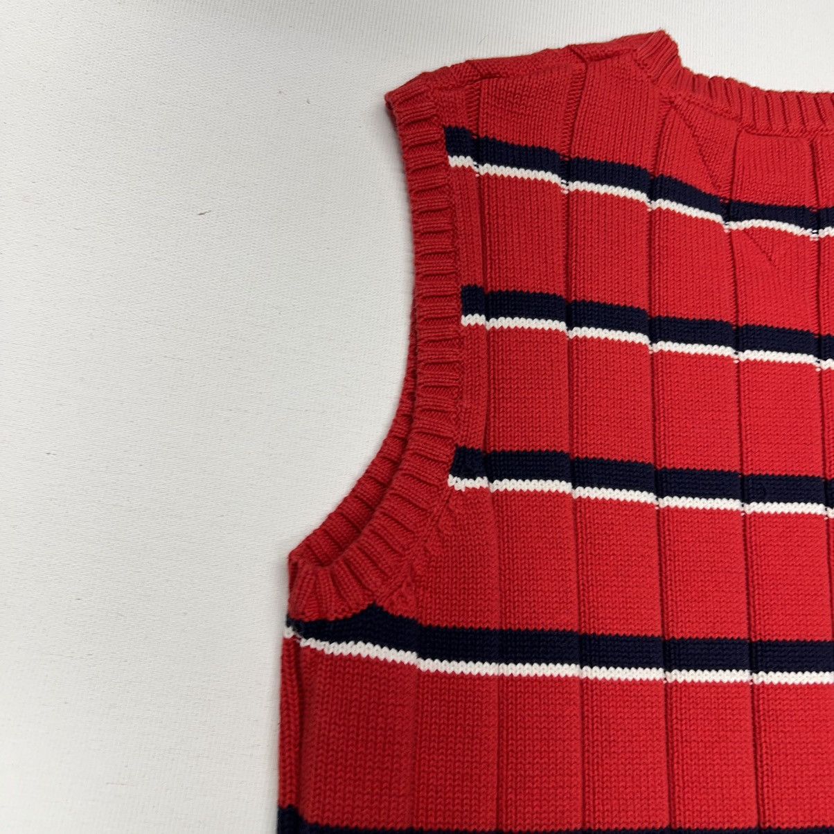 Tommy Hilfiger × Vintage VTG Tommy Hilfiger Sweater Vest Red Striped V-Neck Knit Size US M / EU 48-50 / 2 - 10 Thumbnail