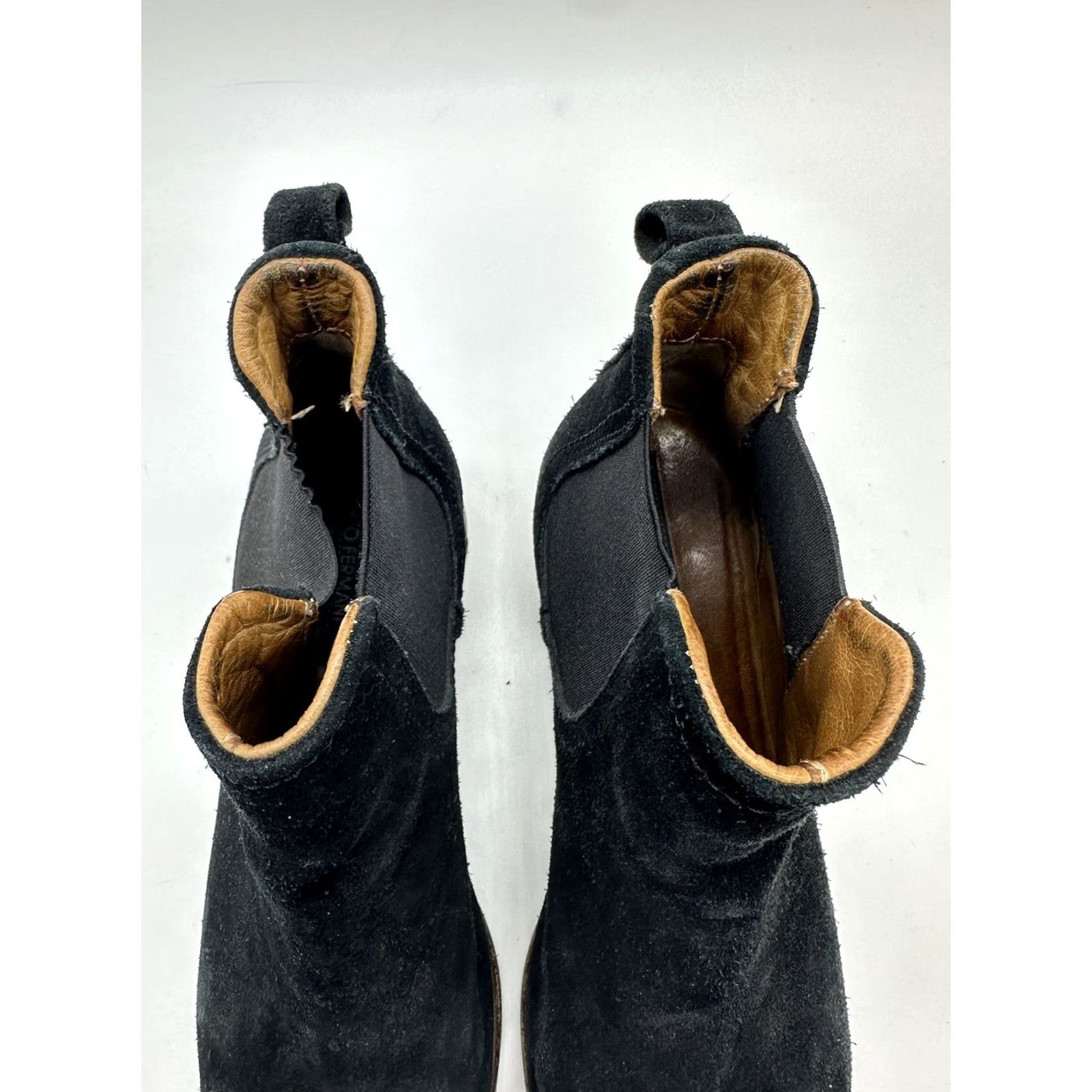 Vintage Alberto Fermani Women Boot Suede Leather Ankle Black 6 EU37 US6 Block Heel, Leather Lining, Round Toe, 3/4 Shaft, Italy, Boot, Casual, Women Size US 6 / IT 36 - 4 Thumbnail