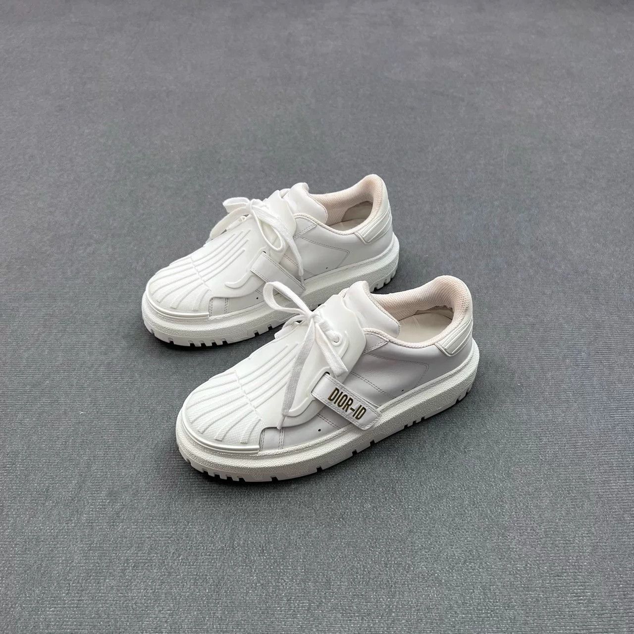 Dior DIOR ID White Low-Top Gold Logo Sneakers Size US 6 / IT 36 - 1 Thumbnail