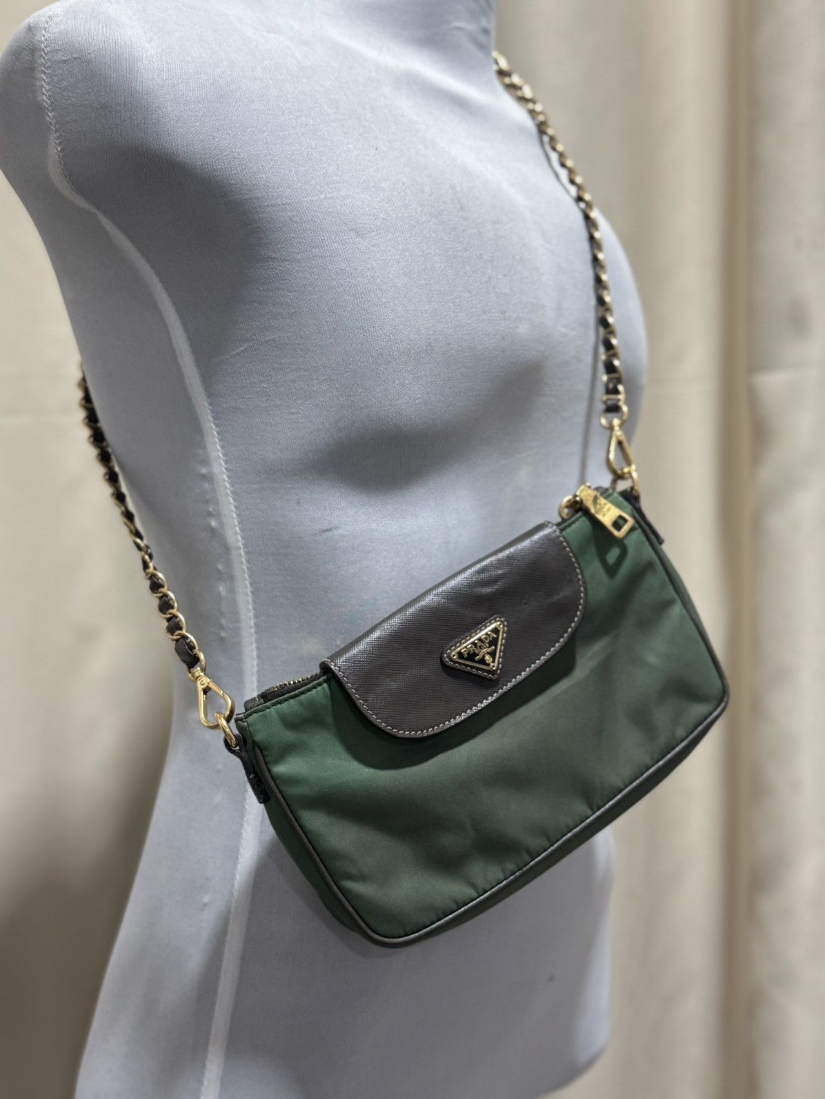 Prada Prada shoulder beg nylon green Size ONE SIZE - 12 Thumbnail