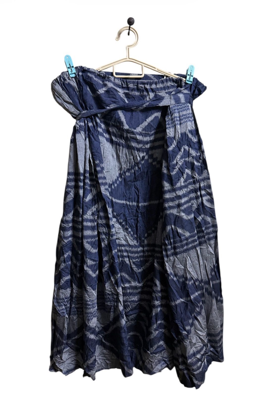 Comme des Garcons Comme Des Garcons Printed Pleated Skirt Rayon Blue Size 22" - 3 Thumbnail