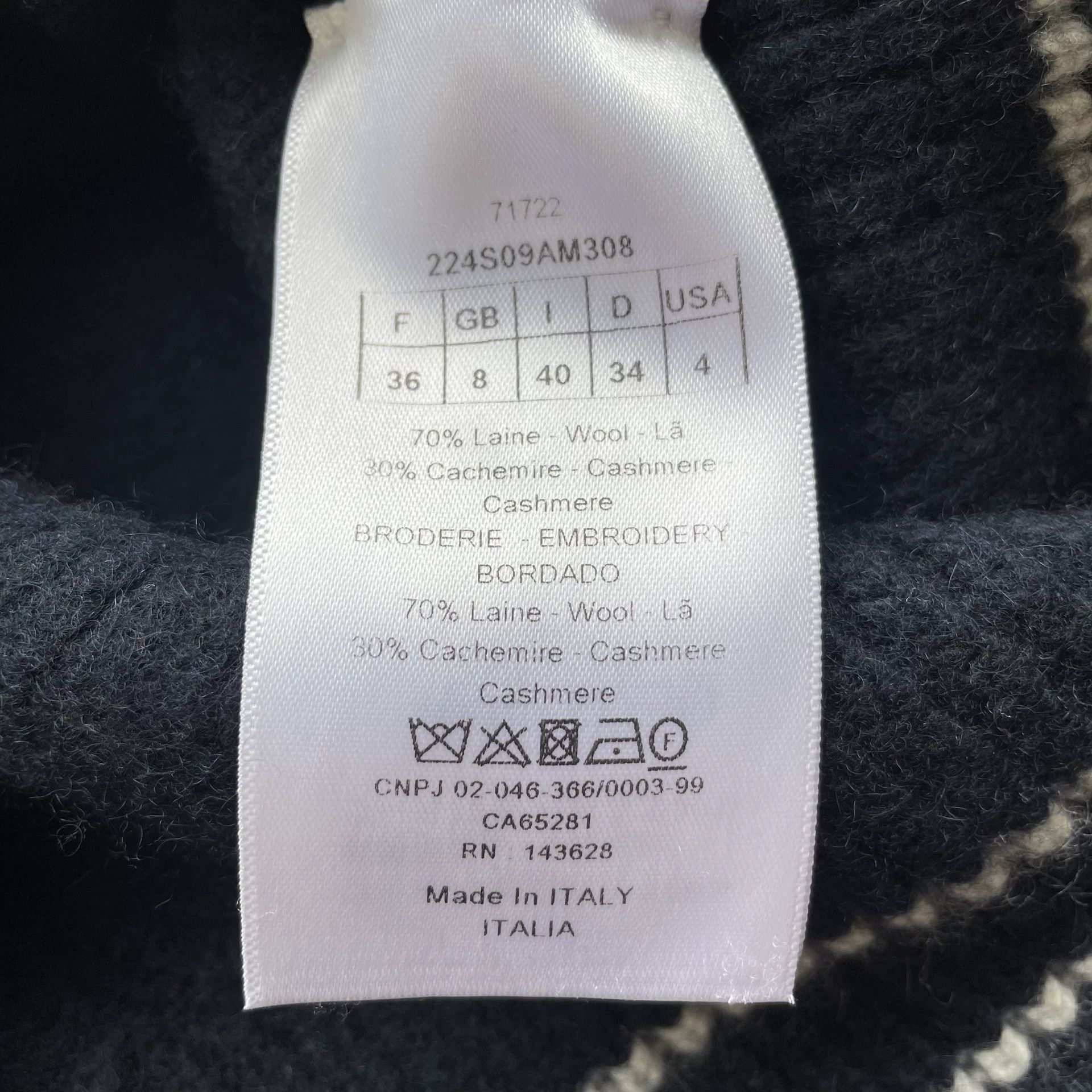 Dior DIOR Women's Star Intarsia Short Cashmere Sweater Navy 36 Size XS / US 0-2 / IT 36-38 - 5 Thumbnail