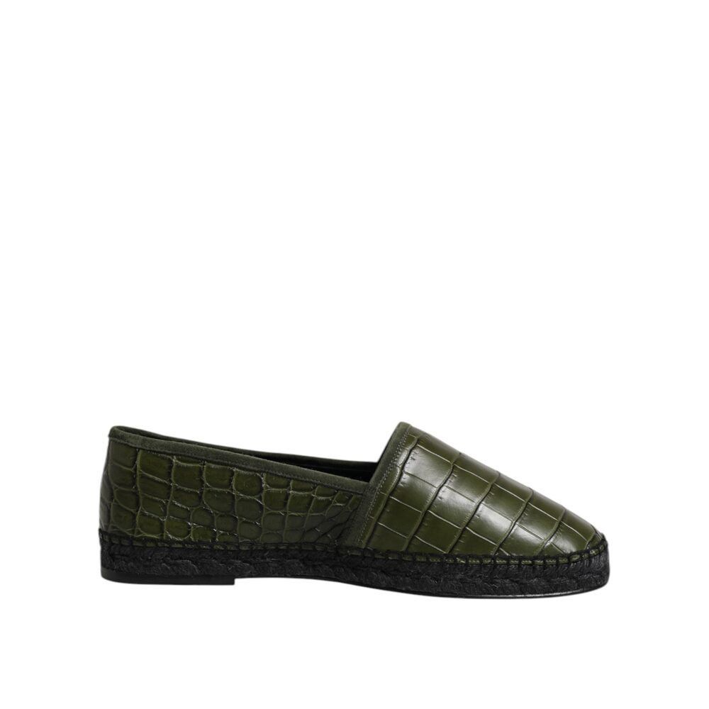 Dolce & Gabbana Green Exotic Leather Espadrilles Slip On Sho