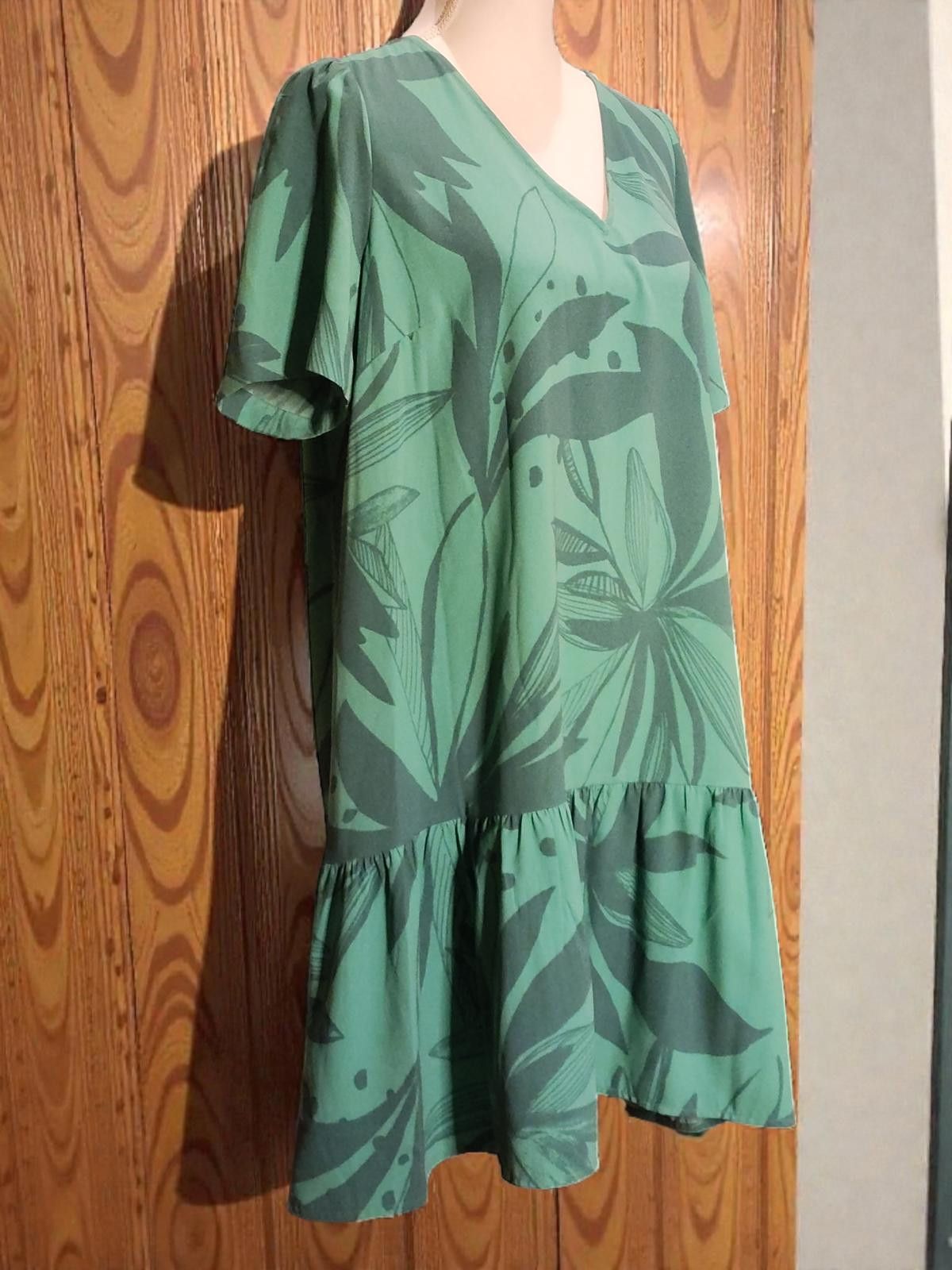 Other Medium Size Green Floral Print Tunic Dress By a new day Size M / US 6-8 / IT 42-44 - 3 Thumbnail