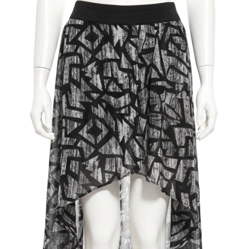 Vintage VINTAGE Brat Star Y2K Skirt XL Black Gray Sheer High Low A-Line Women Skirt Casual 2000s Geometric XL Womens Size 40" / US 18 - 2 Thumbnail