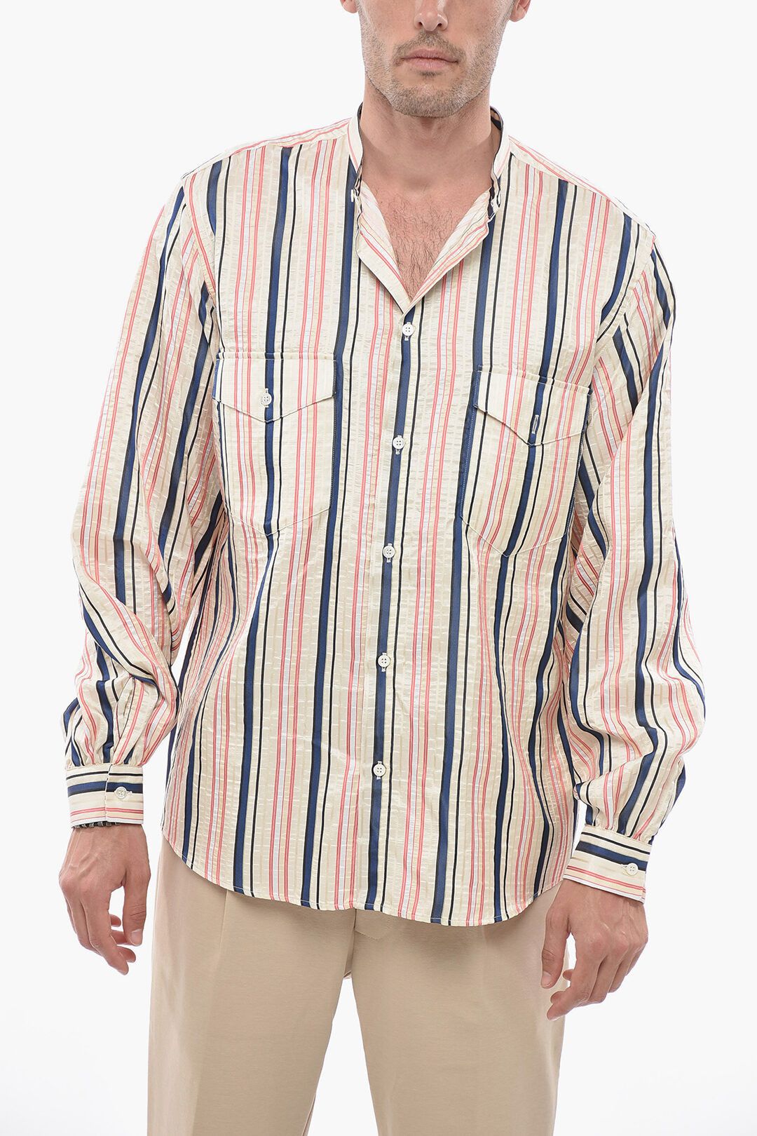 Bally o1y1224 Long Sleeves Patterned Silk Shirt in Multicolor Size US M / EU 48-50 / 2 - 1 Thumbnail