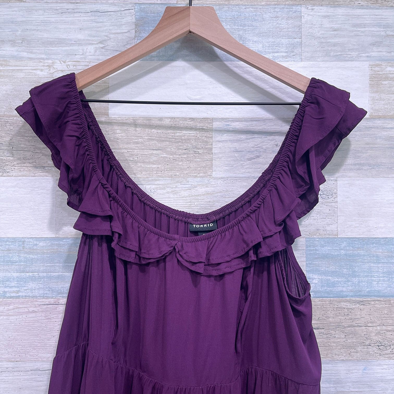 Other TORRID Ruffle Stretch Challis Babydoll Top Womens Plus 2X Size XXL / US 16-18 / IT 52-54 - 2 Thumbnail