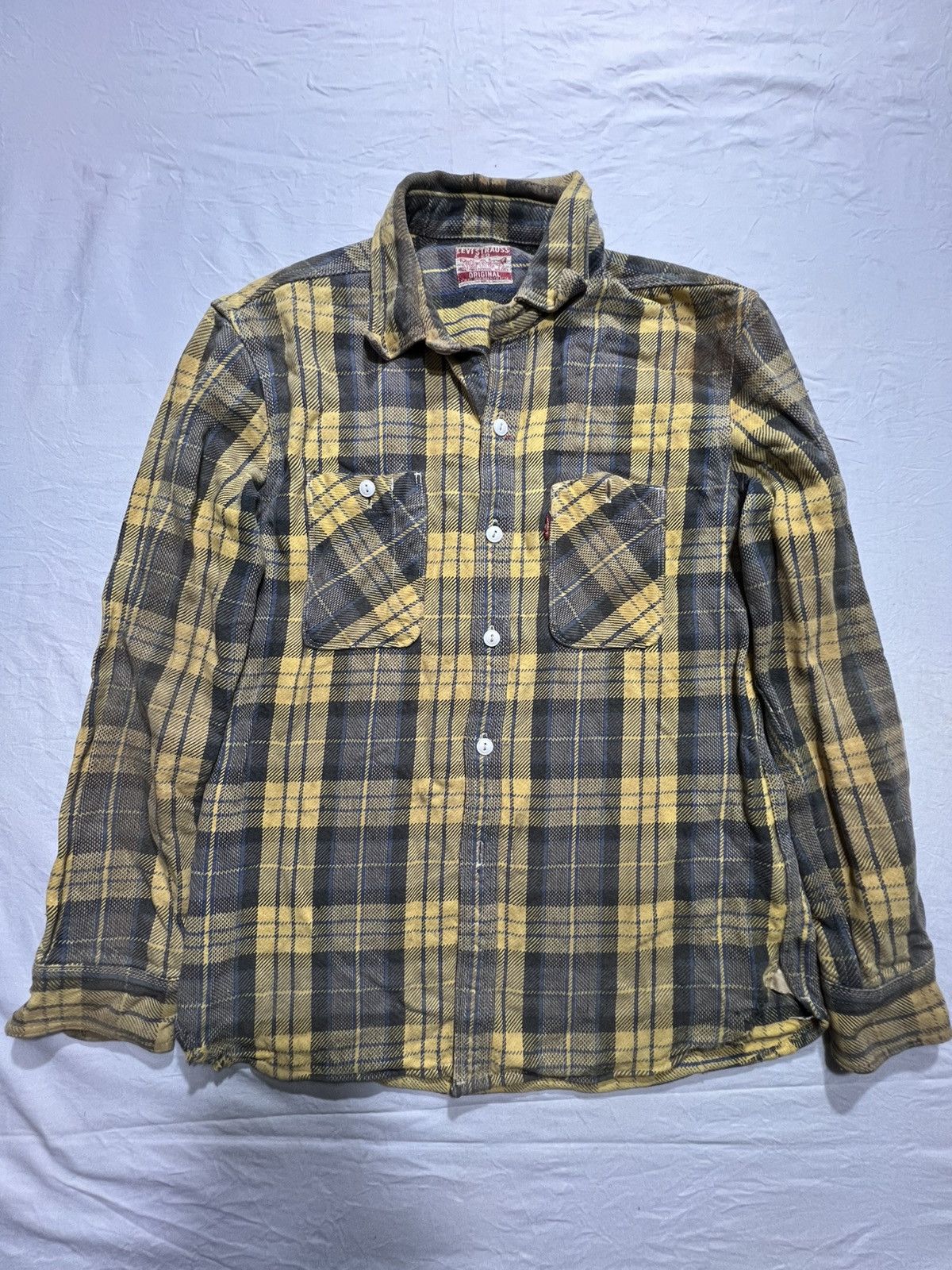 Levi's Levis yellow and black plaid flannel shirt Size US L / EU 52-54 / 3 - 1 Thumbnail