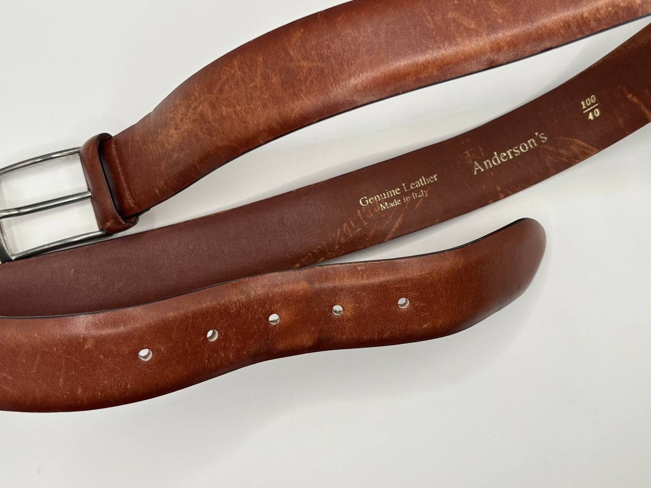 Andersons Anderson’s Parma Italy Brown Leather Belt – Size 40/100 Size 40 - 4 Thumbnail