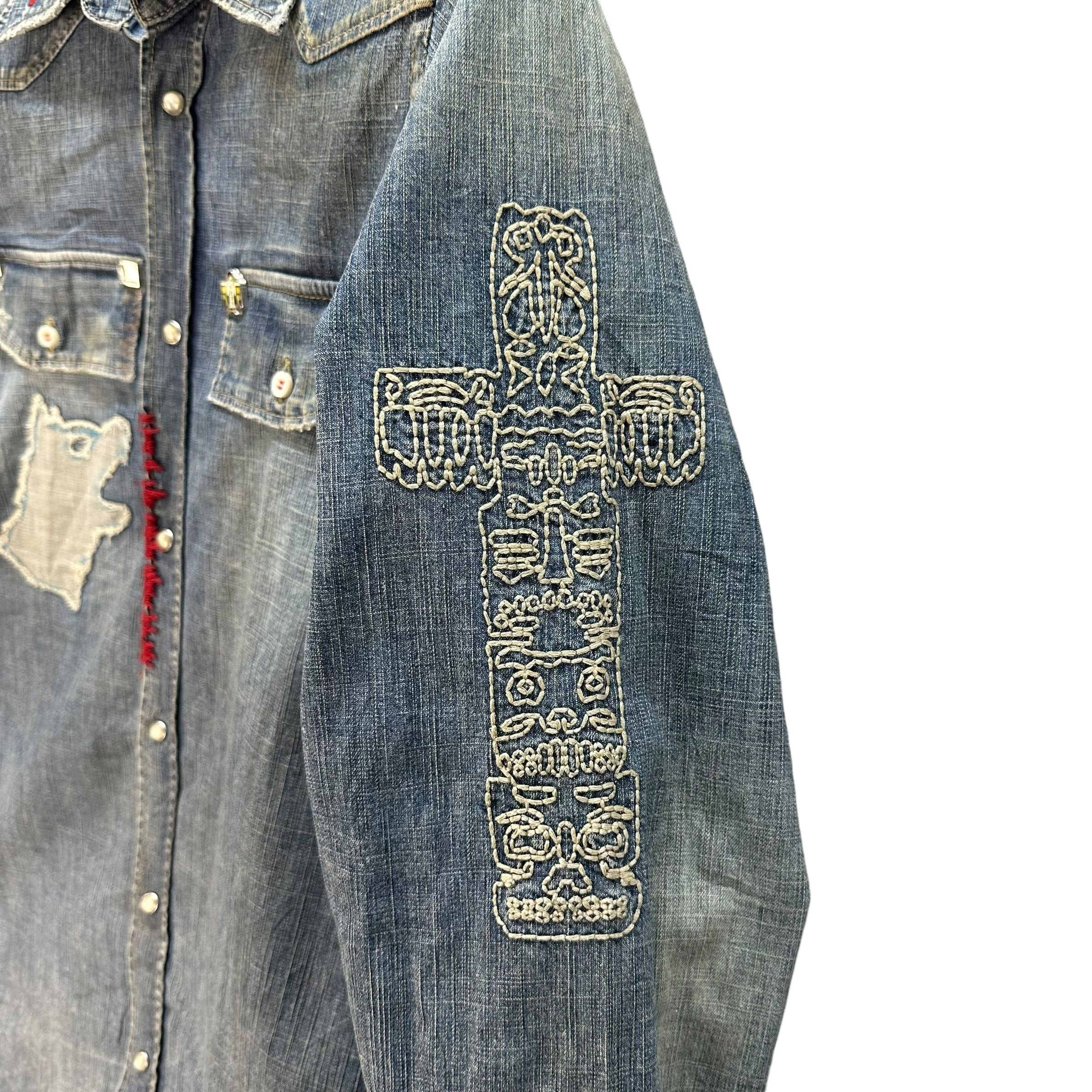 Dsquared2 DSQUARED2 Snap Button Shirt Jean Jacket #A52-1212 Size L / US 10 / IT 46 - 10 Thumbnail