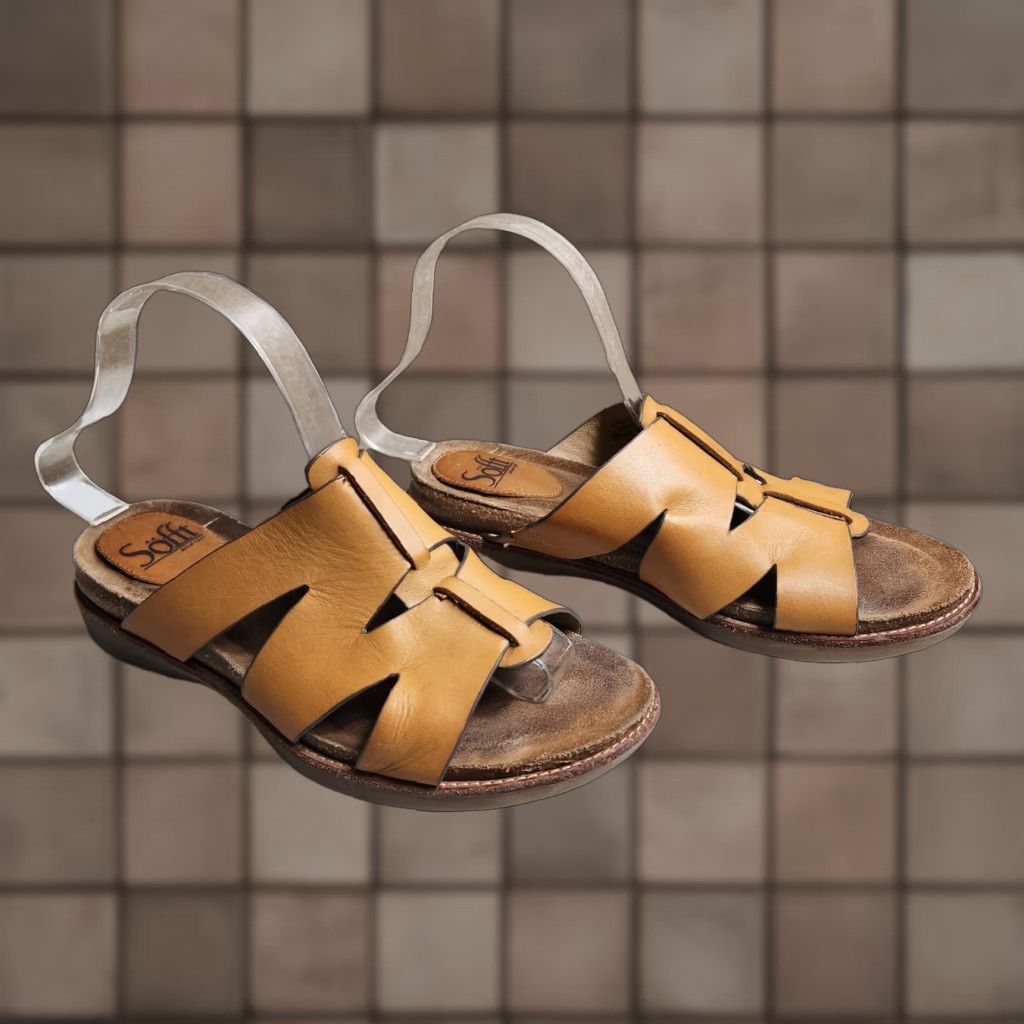 Vintage Sofft Sandals |8| Womens Luggage Tan Balin Leather Slides Size US 8 / IT 38 - 1 Thumbnail