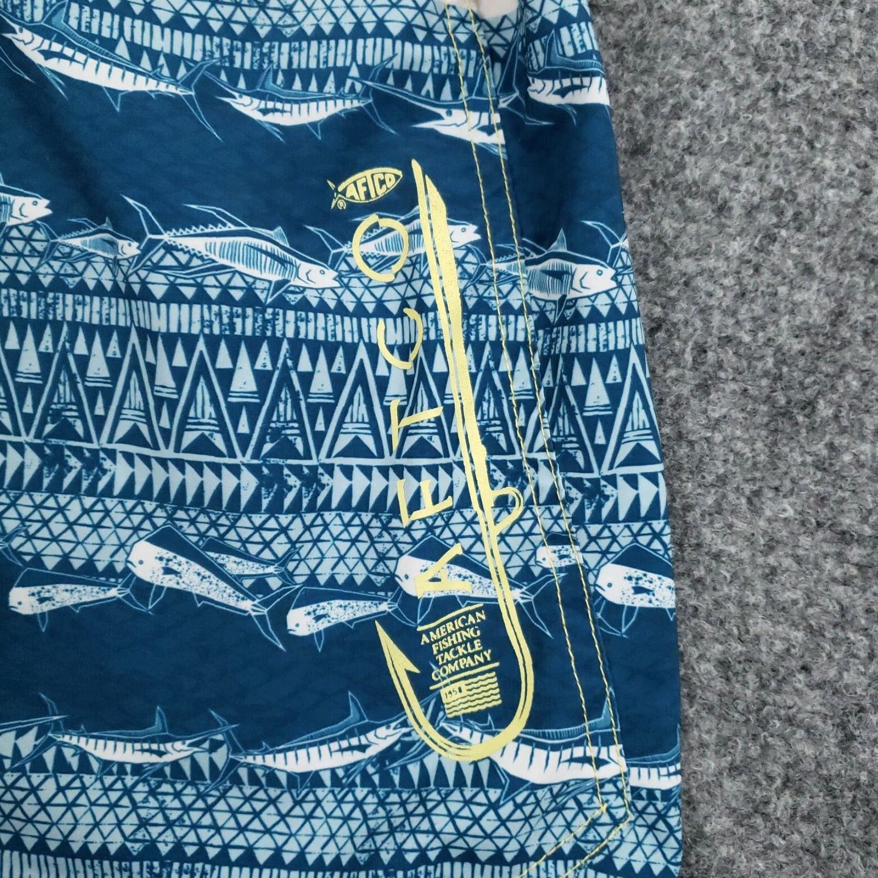 Vintage Aftco Board Shorts Mens Blue Beach Drawstring Stretch 38 Size US 38 / EU 54 - 6 Thumbnail