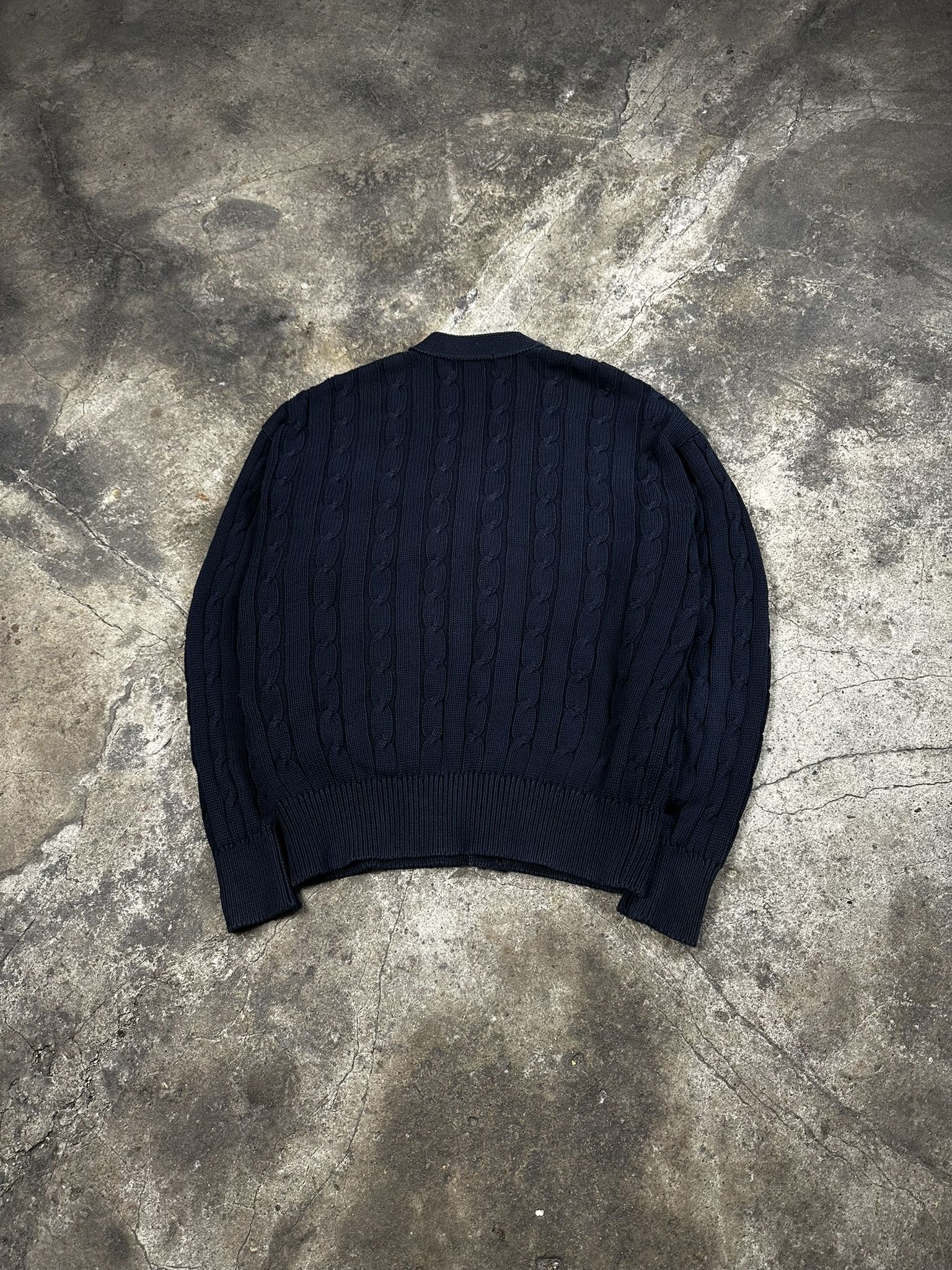 90s Comme des Garcons Homme Cable Archive Knit Cardigan Navy