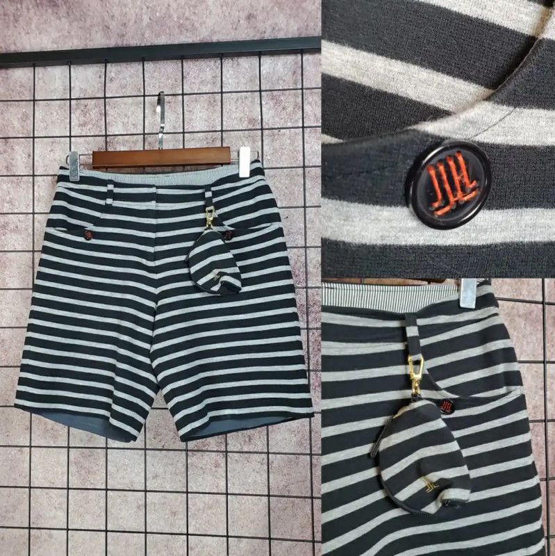Lanvin Lanvin Striped Black Cotton Blend Casual Shorts 0089 Size 26" / US 2 / IT 38 - 1 Thumbnail