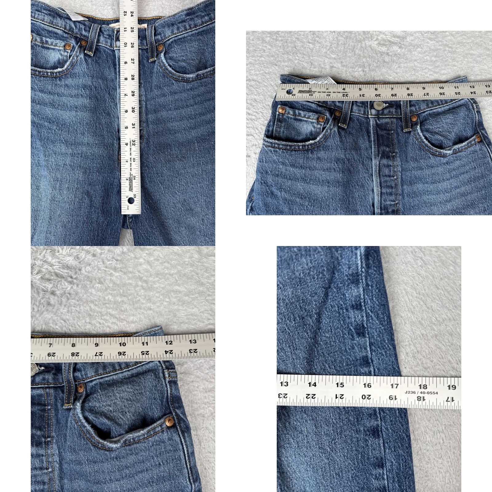 Levi's Levis Jeans Womens 25 Blue Premium Big E Ribcage Straight Ankle High Rise Button Size 42" / US 20 - 9 Thumbnail