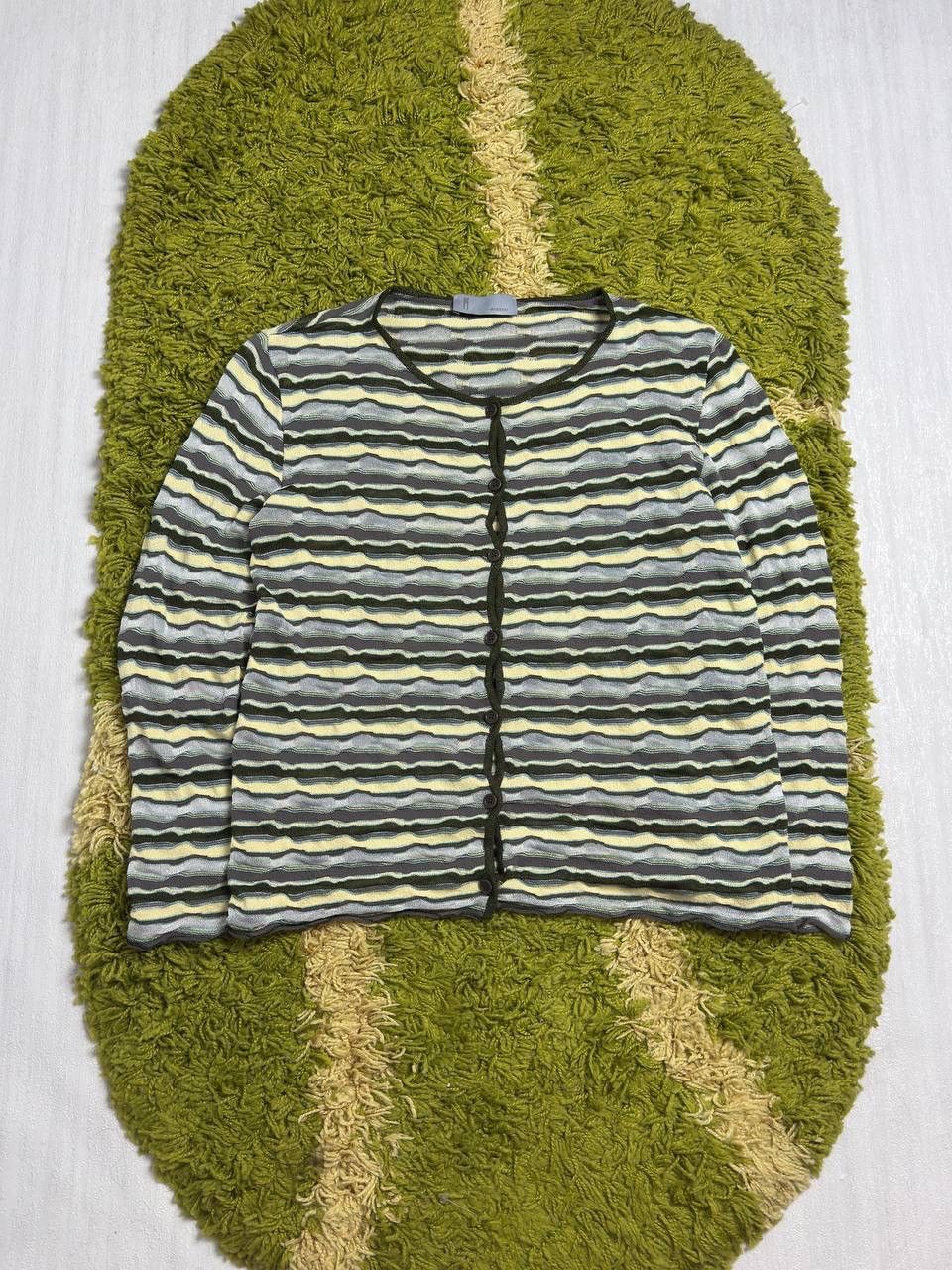 Missoni × Vintage Missoni 3D Striped Long Sleeve V-Neck Cardigan Size L / US 10 / IT 46 - 1 Thumbnail