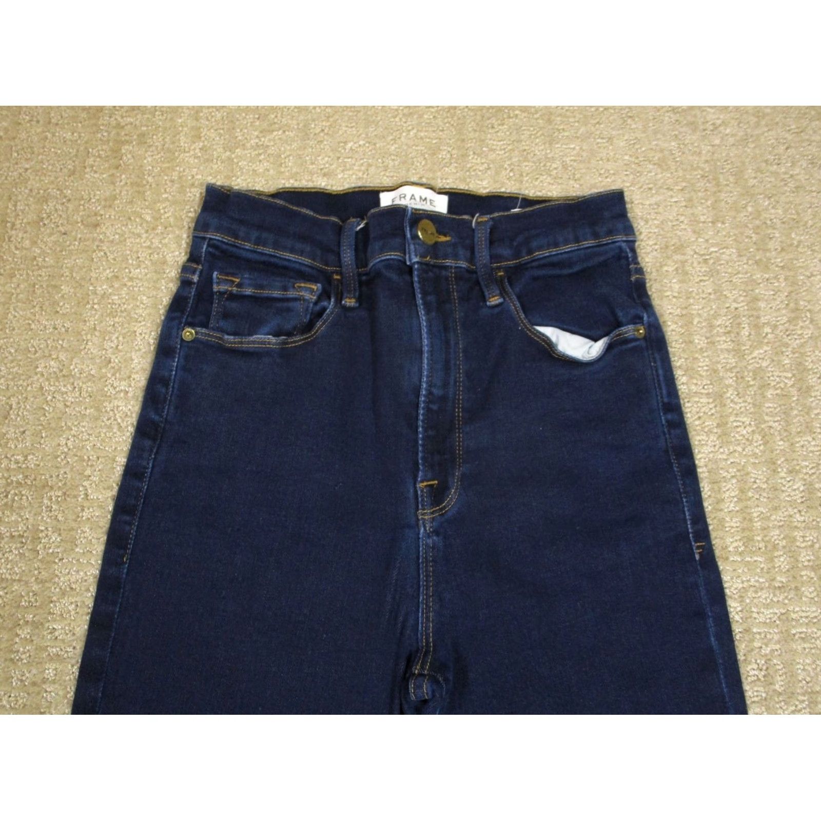 Frame FRAME Jeans Women 28 Blue High Rise Cigarette Pants Dark Wash Stretch Denim Jeans Size 28" / US 6 / IT 42 - 2 Thumbnail