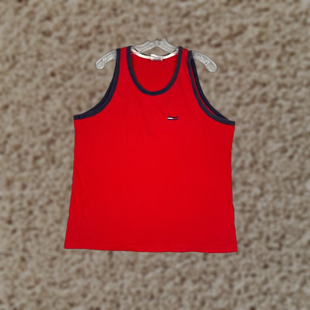 Tommy Hilfiger Tommy Hilfiger Jeans Shirt Adult Large Red Tank Sleeveless Cotton READ Size US L / EU 52-54 / 3 - 1 Thumbnail