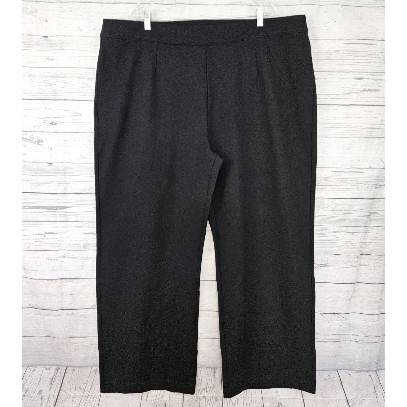 Soft Surroundings VINTAGE? No — Soft Surroundings Womens Pull On Ponte Pants Black 3X Wide-Leg High Rise Dress Pants Size 40" / US 18 - 2 Thumbnail