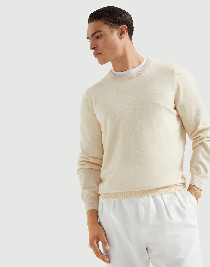 Brunello Cucinelli o1la1rc1a0326 Cashmere Sweater in Ivory Size US XL / EU 56 / 4 - 1 Thumbnail